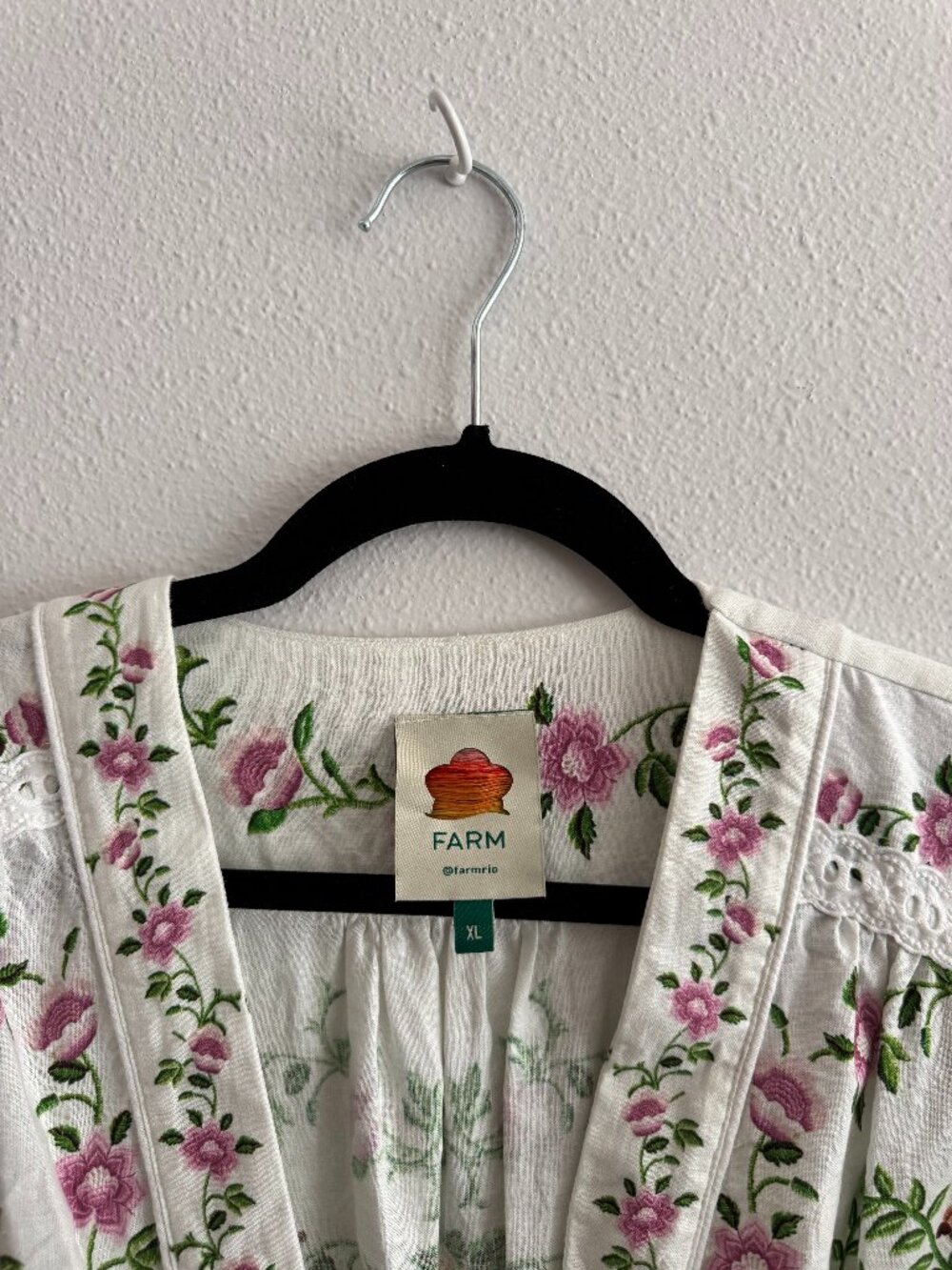 FARM Rio Off-white Folk Floral Lenzing Ecovero Euroflax Jumpsuit - Picture 4 of 5